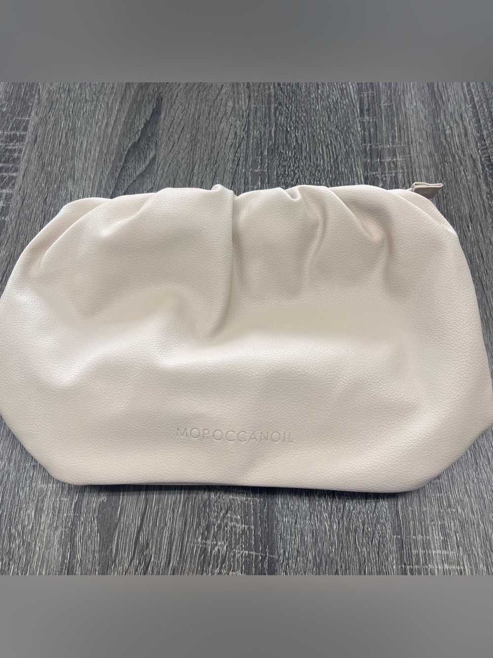 Moroccanoil Cream Gathered Cosmetic Pouch with Debossed Logo